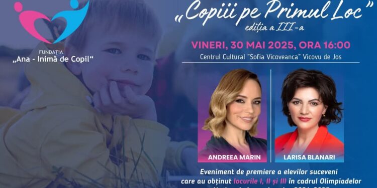 Olimpicii suceveni vor fi premiați de Fundația ”Ana – Inimă de copil” în cadrul unui eveniment care va fi prezentat de Andreea Marin