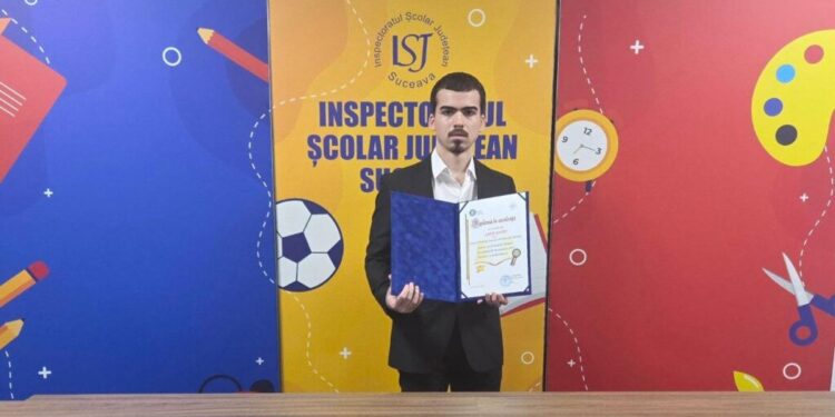 Sava Matei, singurul elev din județul Suceava cu 10 la Bacalaureat, premiat de Inspectoratul Școlar