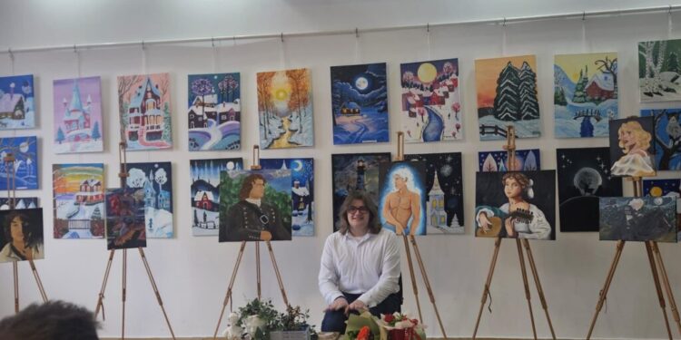 Elevul Cristian Vlădeanu, de la ”Hurmuzachi”, și lansare de carte, și expoziție de pictură. Tînărul, care a avut o expoziție de pictură inspirată de cultura și mitologia japoneză, pregătește încă trei romane