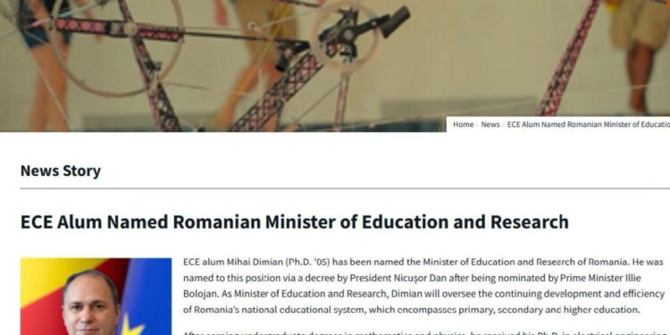 Suceveanul Mihai Dimian, ministrul Educației, cuvinte de apreciere din partea fostului său conducător de doctorat din SUA, jigniri din partea comentatorilor de ocazie din România