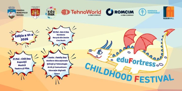 Trei zile de distracție la Iulius Mall Suceava: concurs de kendama, ateliere creative, concerte și filme pentru întreaga familie, la EduFortress Childhood Festival