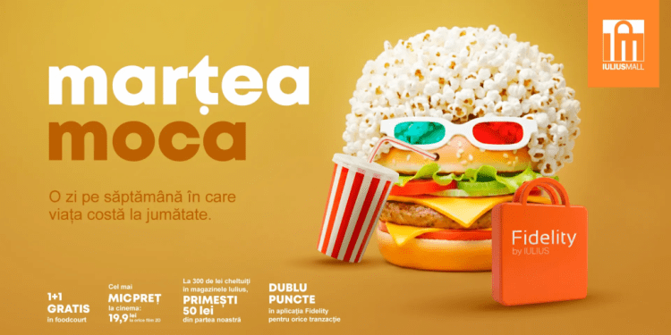 „Marțea Moca” vine cu surprize la Iulius Mall Suceava: 1+1 la food court, filme la preț special, surprize la cumpărături și puncte duble în aplicaţia Fidelity