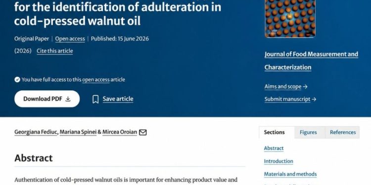 Doctorandă a USV, cercetare despre falsificarea uleiului de nucă publicată într-o revistă științifică internațională