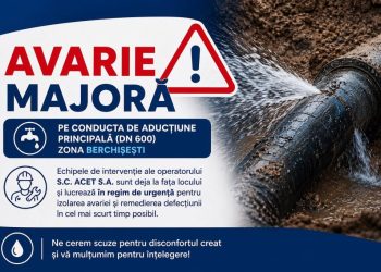 Avarie majoră pe conducta de aducțiune principală a apei din zona Berchișești. ACET lucrează pentru ca Suceava să nu rămînă fără apă