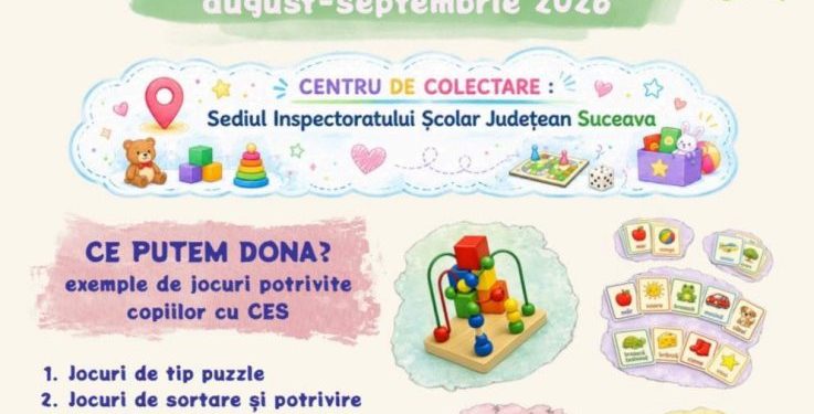 Campanie pentru copiii cu cerințe educaționale speciale. IȘJ Suceava: Un joc donat poate deveni o oportunitate de învățare